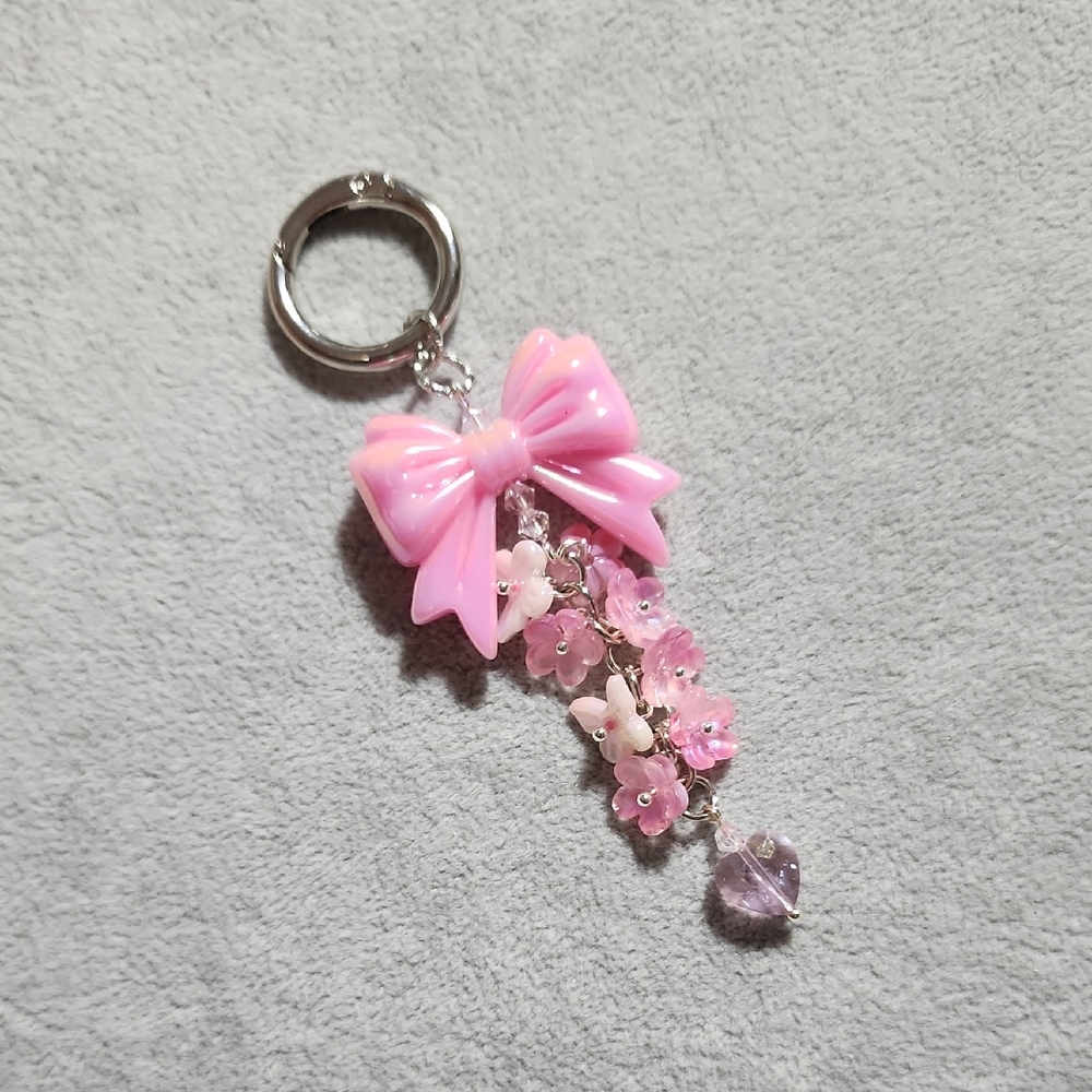 Pink Bow Floral Key Holder